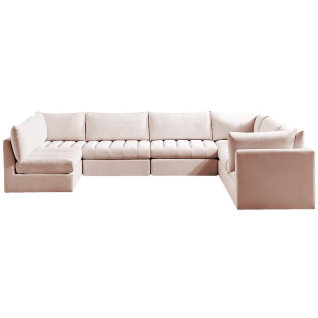 Meridian Furniture Jacob Sectionnel Modulaire en Velours Rose