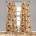 thumbnail image 2 of Starfish Window Curtains, Nautical Sea Animals with Watercolor Style on Ocean Waves Back Art, Lightweight Decor 2-Panel Set with Rod Pocket, Pair of - 28"x84", Marigold Pale Peach Coral, by Ambesonne, 2 of 3