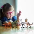 thumbnail image 4 of 4 Pack Dinosaur Attack 7" Figures Set (T Rex, Dilophosaurus, Velociraptor, Triceratops), 4 of 6