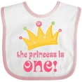 thumbnail image 3 of Inktastic Cute Princess is One 1st Birthday Girls Baby Bib, 3 of 4