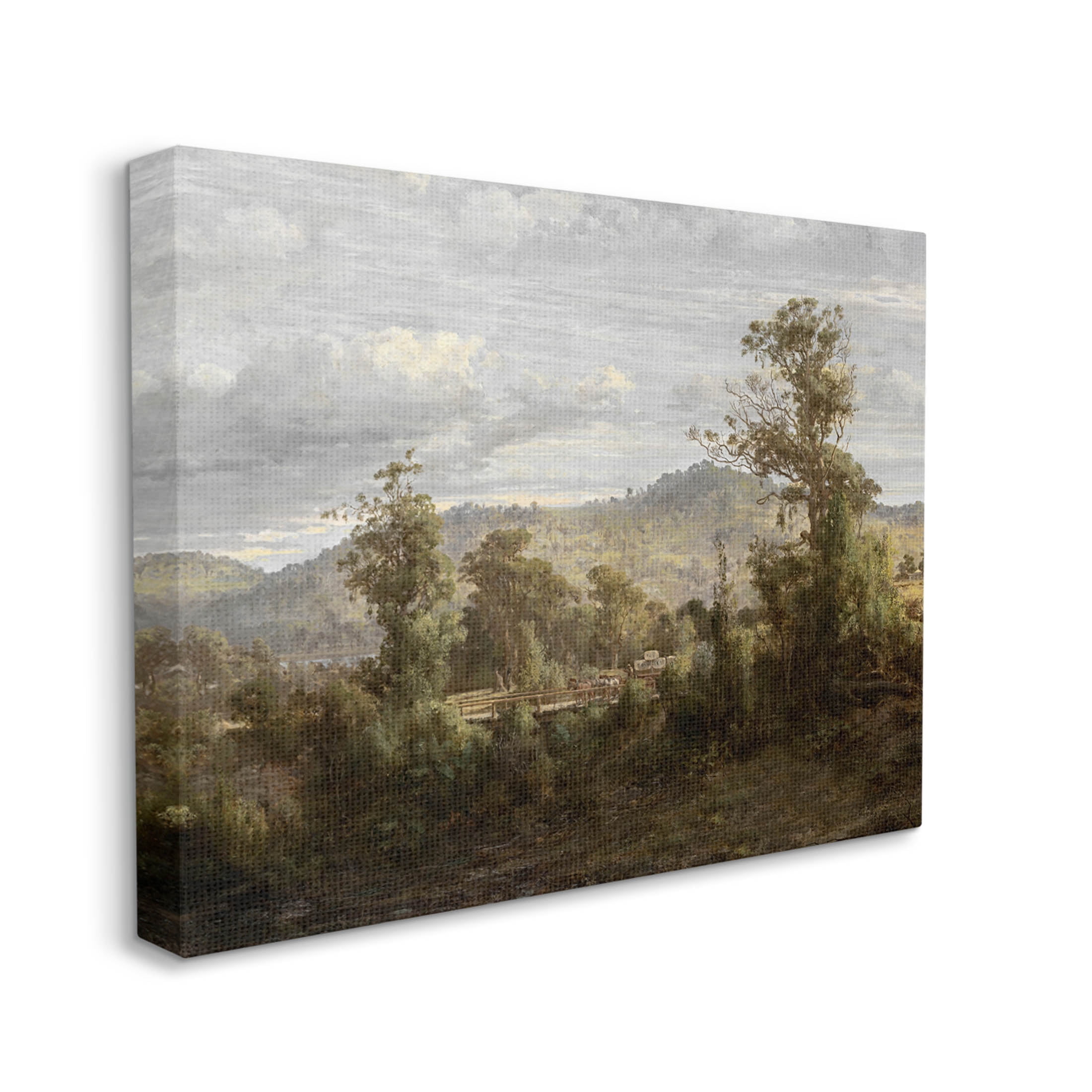 Classic Nature Woodland View Landscape Painting Gallery Wrapped Canvas Print Wall Art