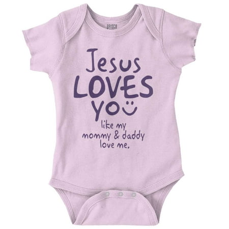 

Jesus Loves You Christian Religious Baby Bodysuit Jumper Girls Brisco Brands