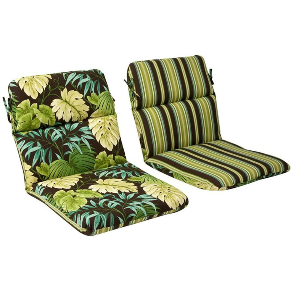 Outdoor Patio Furniture High Back Chair Cushion Reversible Tropical