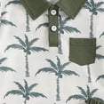thumbnail image 6 of Splozh Toddler Boy Set Baby Boy Summer Clothes Coconut Tree Pattern Button Down Shirt Shorts Toddler Beach Clothes AG,18-24 Months, 6 of 7