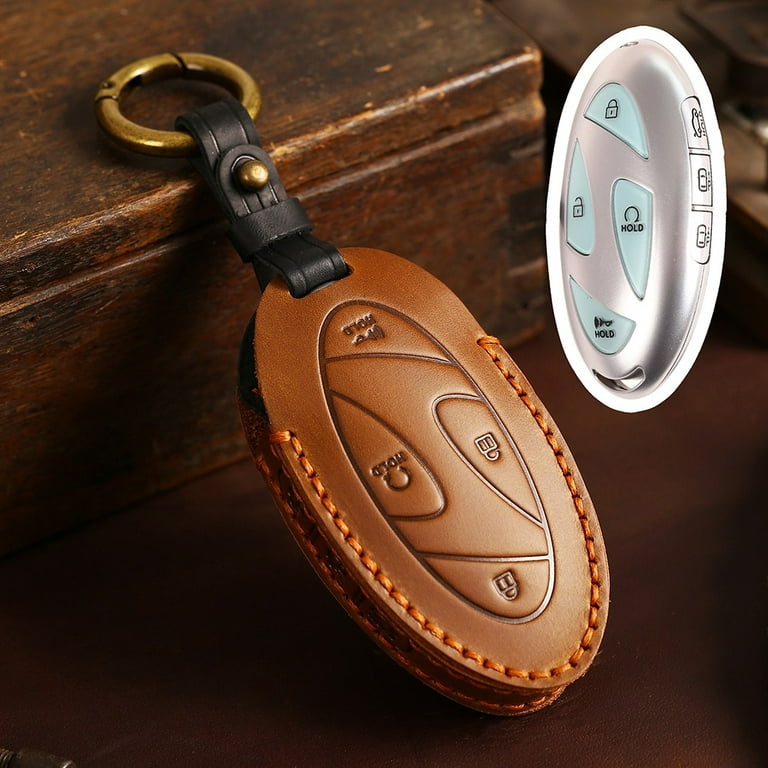 Manual Leather Car Key Case Key Chain for Hyundai Ioniq 6 EV 7/5 buttons 