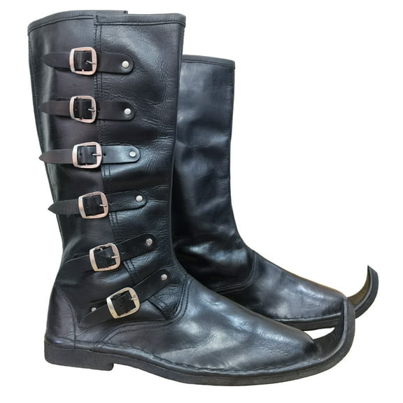 Medieval Renaissance Leather Long Boots Ren Faire Boot Pirate Shoes Viking Retro Gothic Pirates Cosplay Shoe Size 10