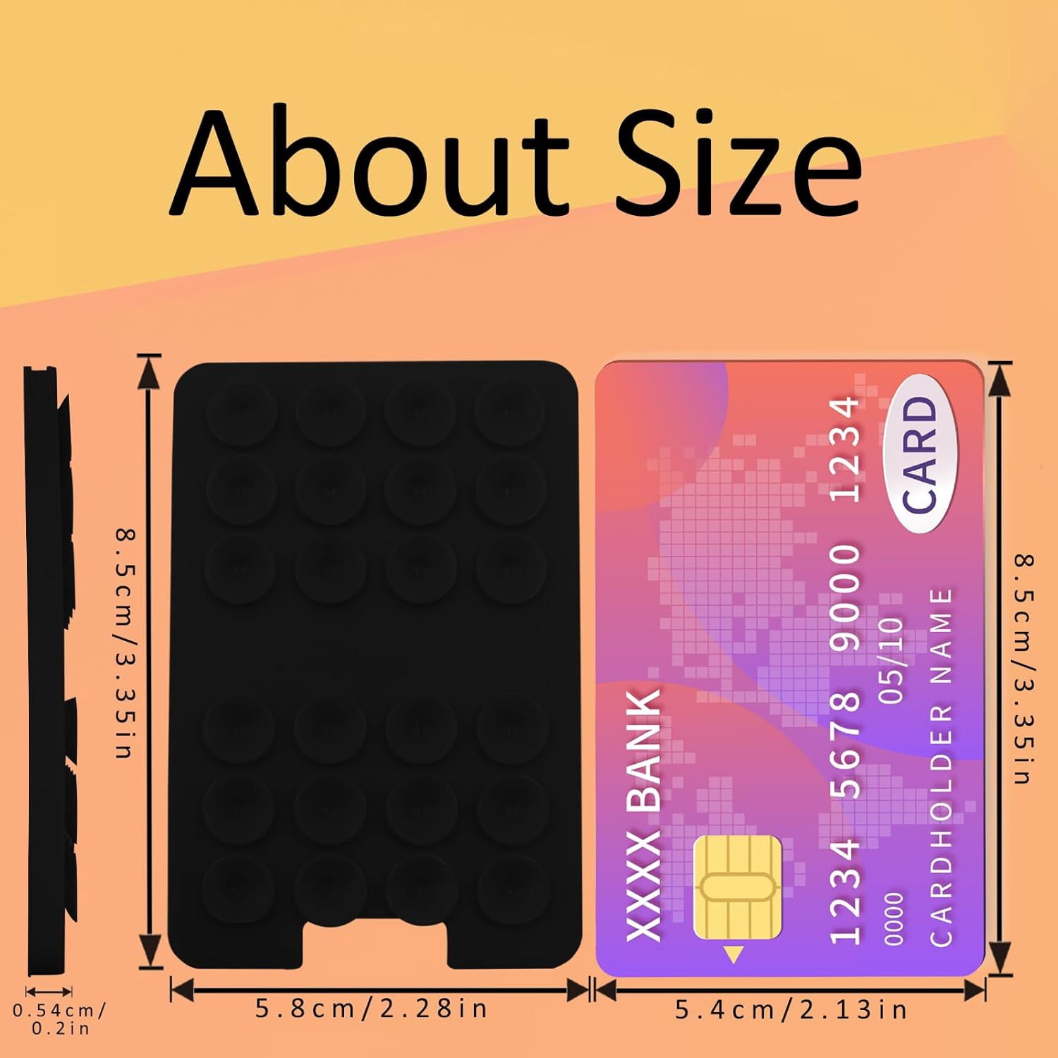 MKEUDQ-Silicone Suction Cup Phone Phone Wallet Card Holder Mount for Phone Case, Adhesive Cell Phone Holder Credit Business ID Cards Pocket on Back of iPhone Android Phones (Dark Black)