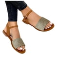 thumbnail image 4 of Akiihool Sandals Women Wide Women's Gladiator Sandal Flat Strap Sandals Two Ankle Buckle (Beige,7.5), 4 of 4