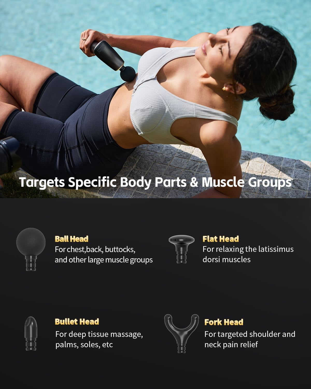 2-in-1 Detachable Percussion Massage Gun with Extension Handle for Deep Tissue Muscle Relief