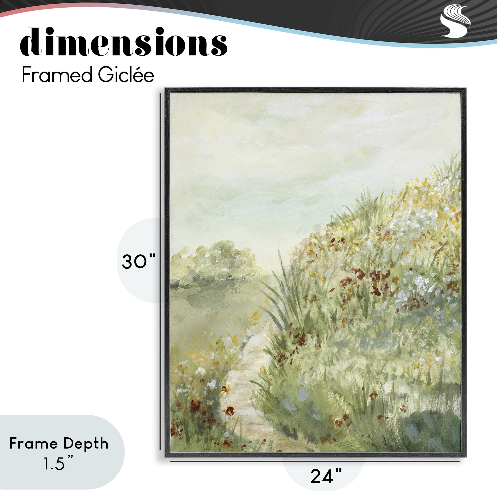 Stupell Industries Hilltop Blooms & Winding Trail Black Framed Giclee Art, design by Lanie Loreth