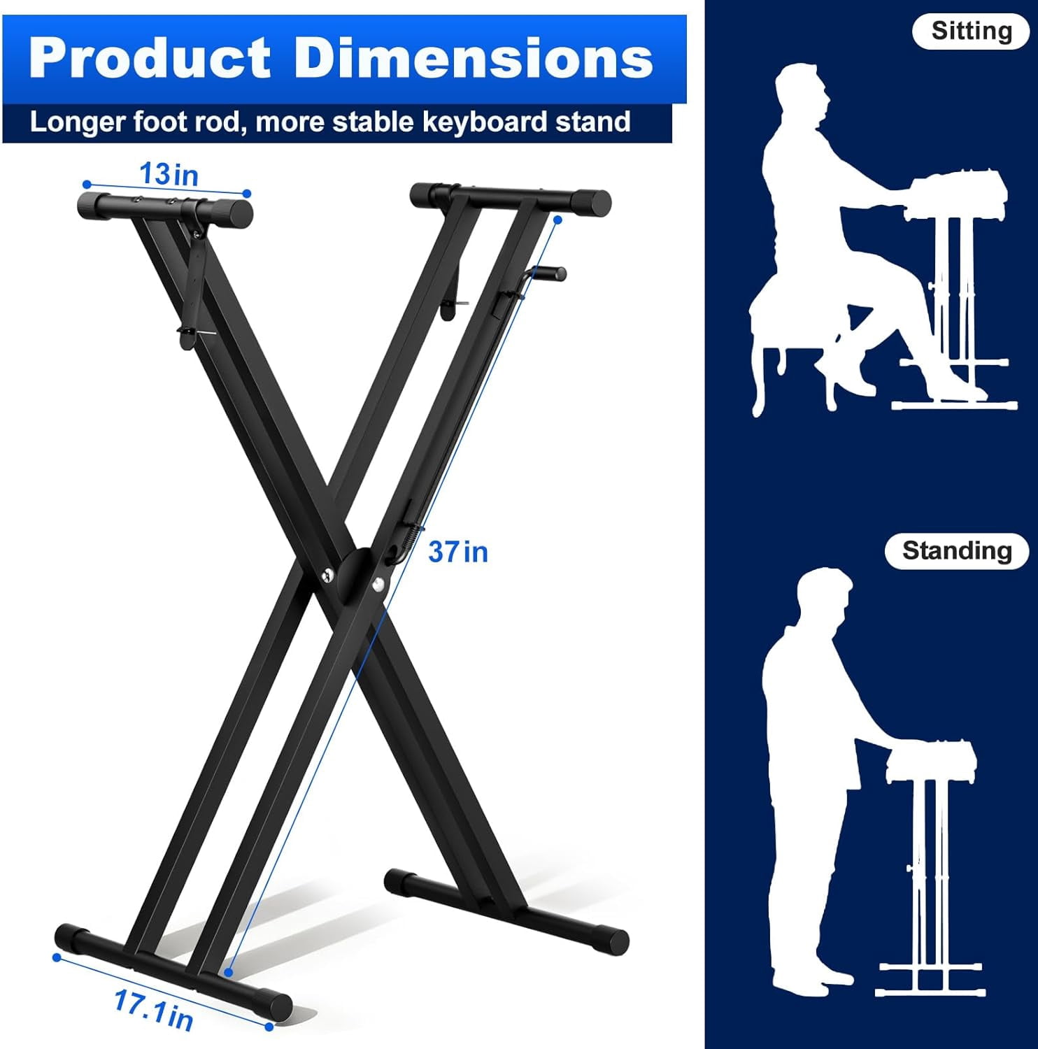 Double-X Keyboard Stand, Portable Digital Piano Stand,Adjustable keyboard Music Stand for 54-88 key Electric Pianos