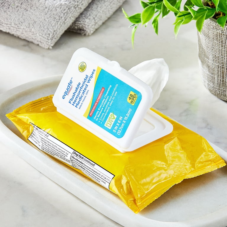 2 pack) Equate Witch Hazel Flushable Hemorrhoidal Medicated Wipes