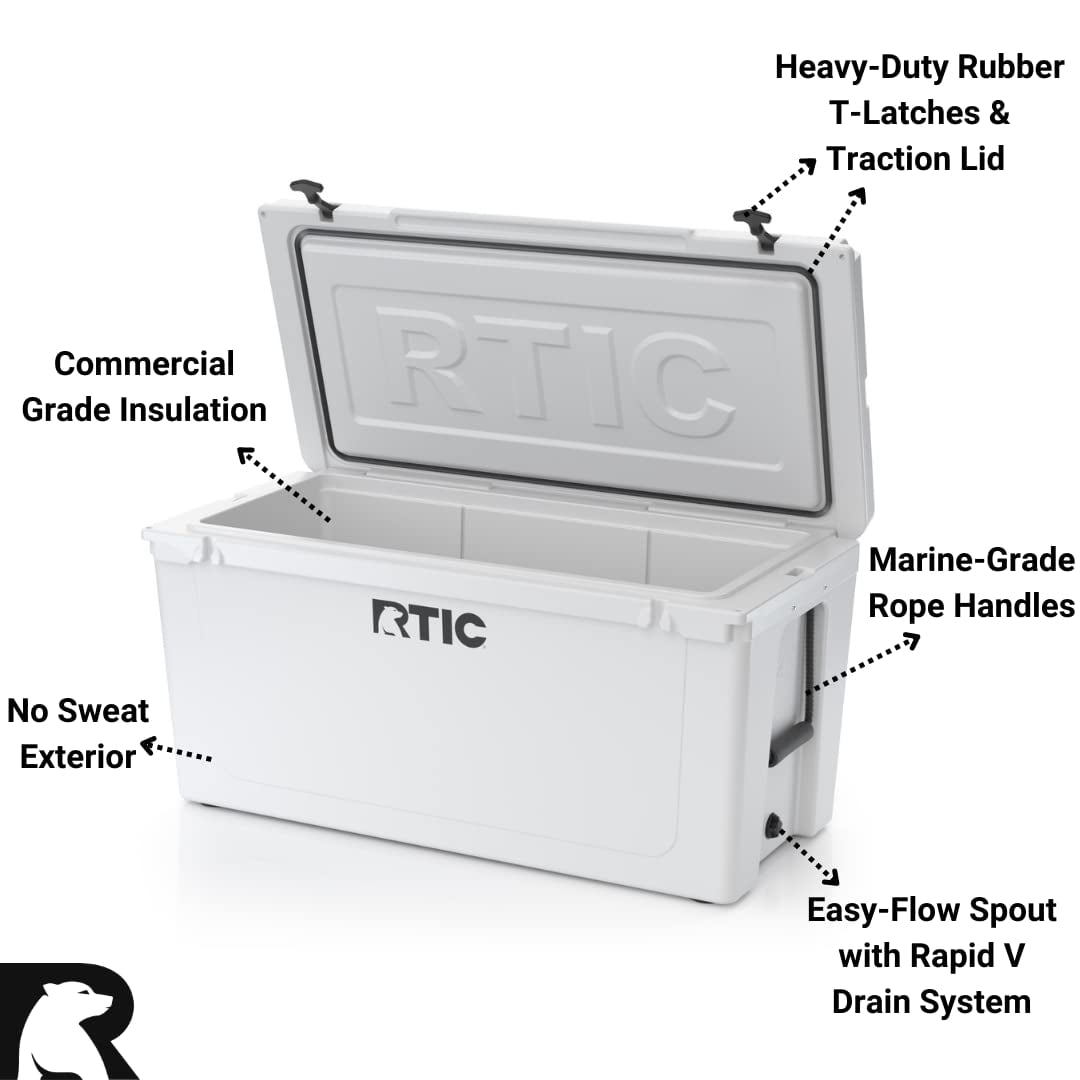 RTIC 145 QT Ultra-Tough Rotomolded Hard-Sided Ice Chest Cooler, Olive, Fits 195 Cans