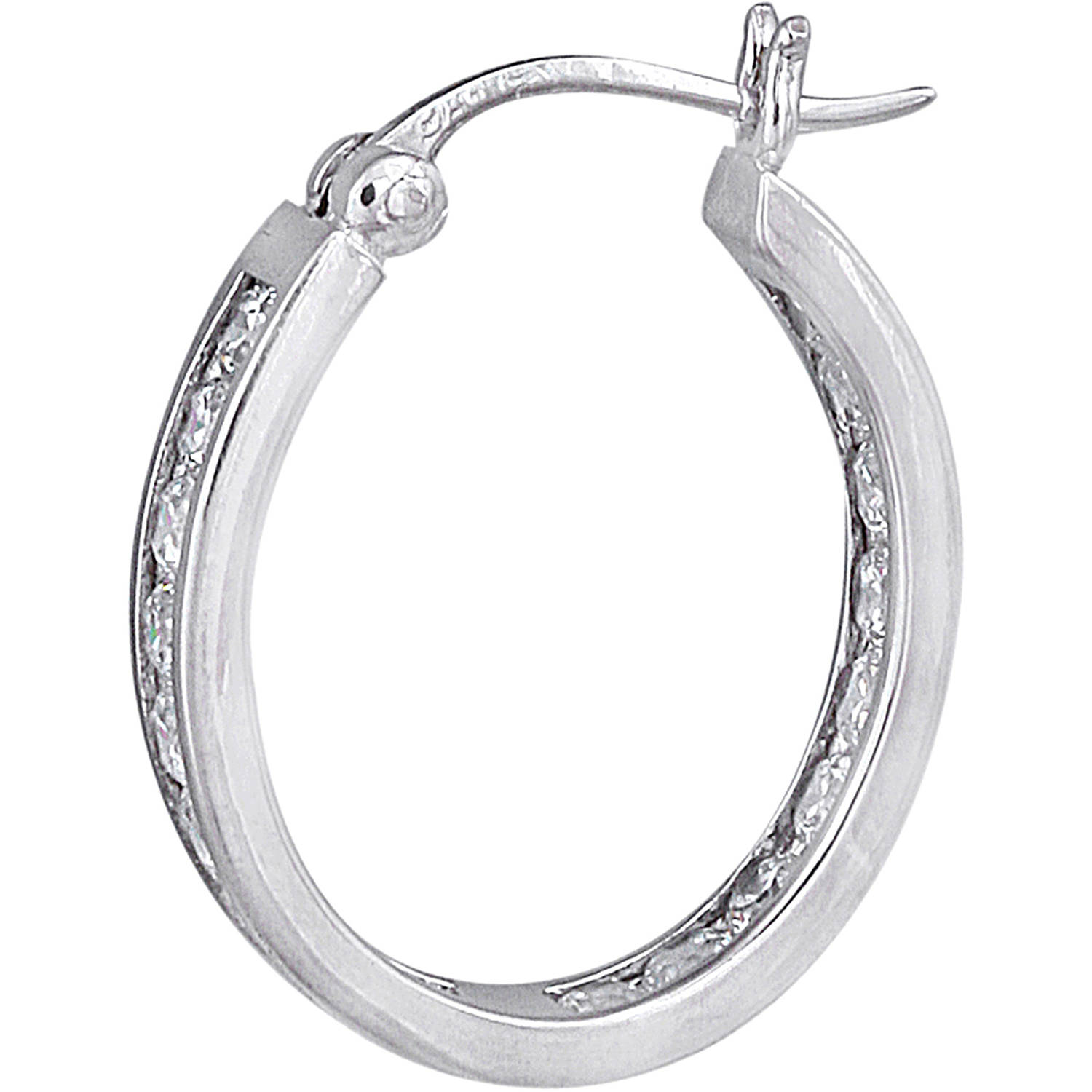 Sterling Silver White, Black Cz Hoop Earrings | Property Room