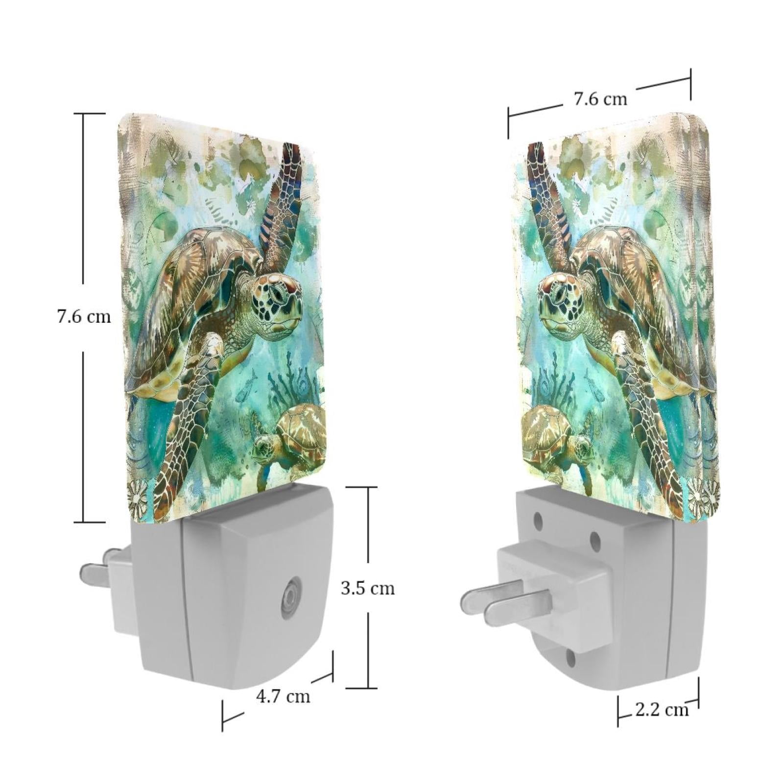 PhooArto Vintage Sea Turtle Painting Plug in LED Night Light Auto Sensor Dusk to Dawn Decorative Night for Bedroom, Bathroom, Kitchen, Hallway, Stairs, Baby's Room, Energy Saving