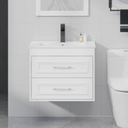 ELECWISH 24 White Single Bathroom Vanity Set - Floating Wall Mounted Cabinet, Modern Style Vanity Combo (Faucet Not Included)
