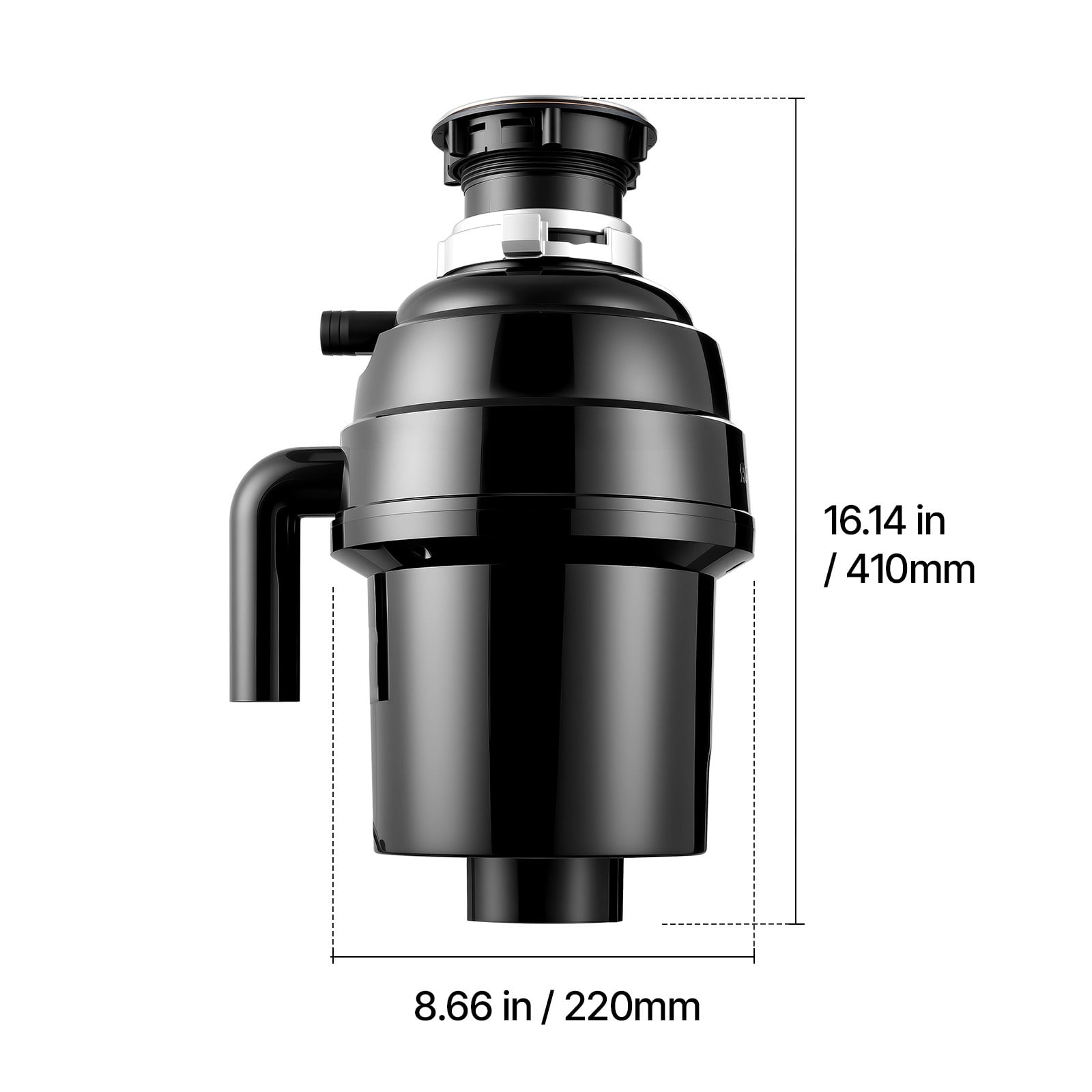 KFFKFF 1HP Food Waste Disposal Unit, 3500RPM DC Motor, Continuous Feed Kitchen Sink Grinder with Noise Reduction & Power Cord for Efficient Waste Management