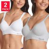 Splendid Ladies' Seamless Wireless Bra, 2-Pack, White/Gray, US Medium