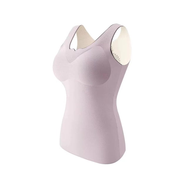 Jumpingount Ropa interior térmica acolchada de invierno para mujer, Top transpirable de mantenimiento del calor, chaleco informal de poliéster, accesorio Ropa interior Violeta SG Jumpingount AP013622-04