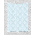thumbnail image 1 of White Damask Tapestry, Soft Tone Victorian Style Inspired Curls and Blooms Hand Drawn Like Strokes, Wall Hanging for Bedroom Living Room Dorm Decor, 60W X 80L Inches, Pale Blue, by Ambesonne, 1 of 2