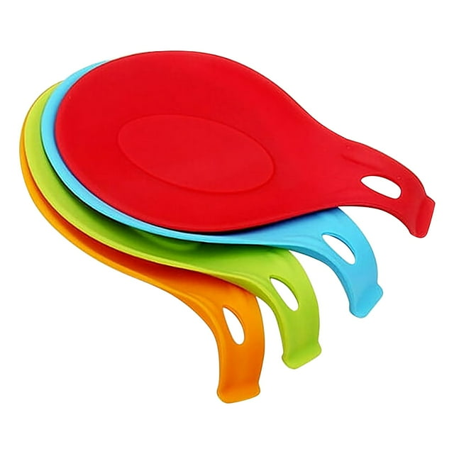 Less Than 5 Tableware 4Pcs/Set Kitchen Silicone Spoon Rest Heat Kitchen Utensil Rest Spoon Holder Colorful Spatula Holder Rest Kitchen Tool