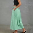 thumbnail image 4 of BUIGTTKLOP Womens Midi Skirt Drawstring Elastic Waist Drawstring Skirts Striped Side Split Summer Casual Flowy Skirts, 4 of 6