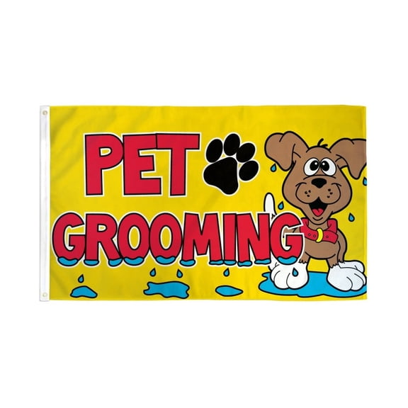 Pet Grooming Flag 3x5ft Poly