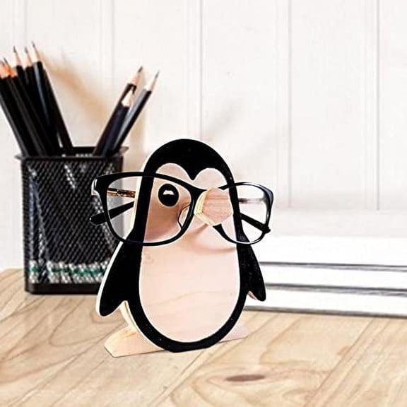 1Pc eyeglass holder, animal glasses holder, cute home decor, Creative Handmade Wood Carved Animal Eyeglass Holder, Penguin