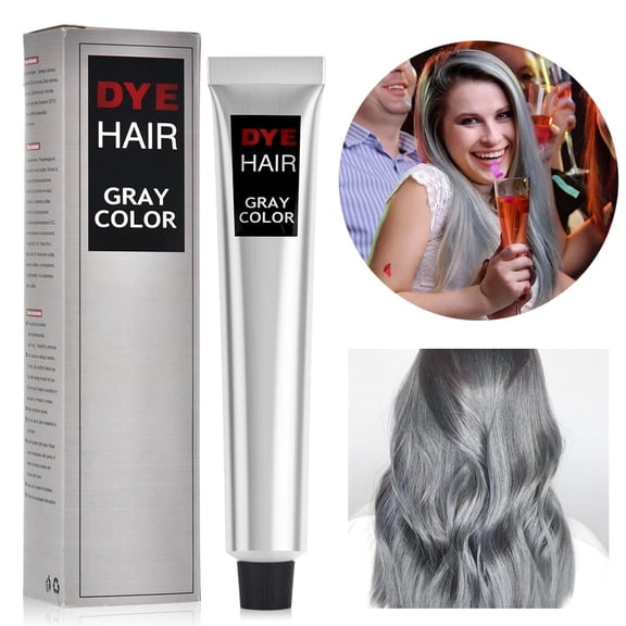 Silver Hair Dye, Silver Gray Natural Hair Dye Cream, Fashion Silver Hair Dye Permanent, Instant Natural Hair Color Cream for All Hair Types