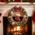 thumbnail image 6 of Sea Glass Christmas Wreath Kit DIY Holiday Wreath Making Supplies with Frosted Glass Beads Bows for Front Door Wall Mantel Handmade Gift, 6 of 7