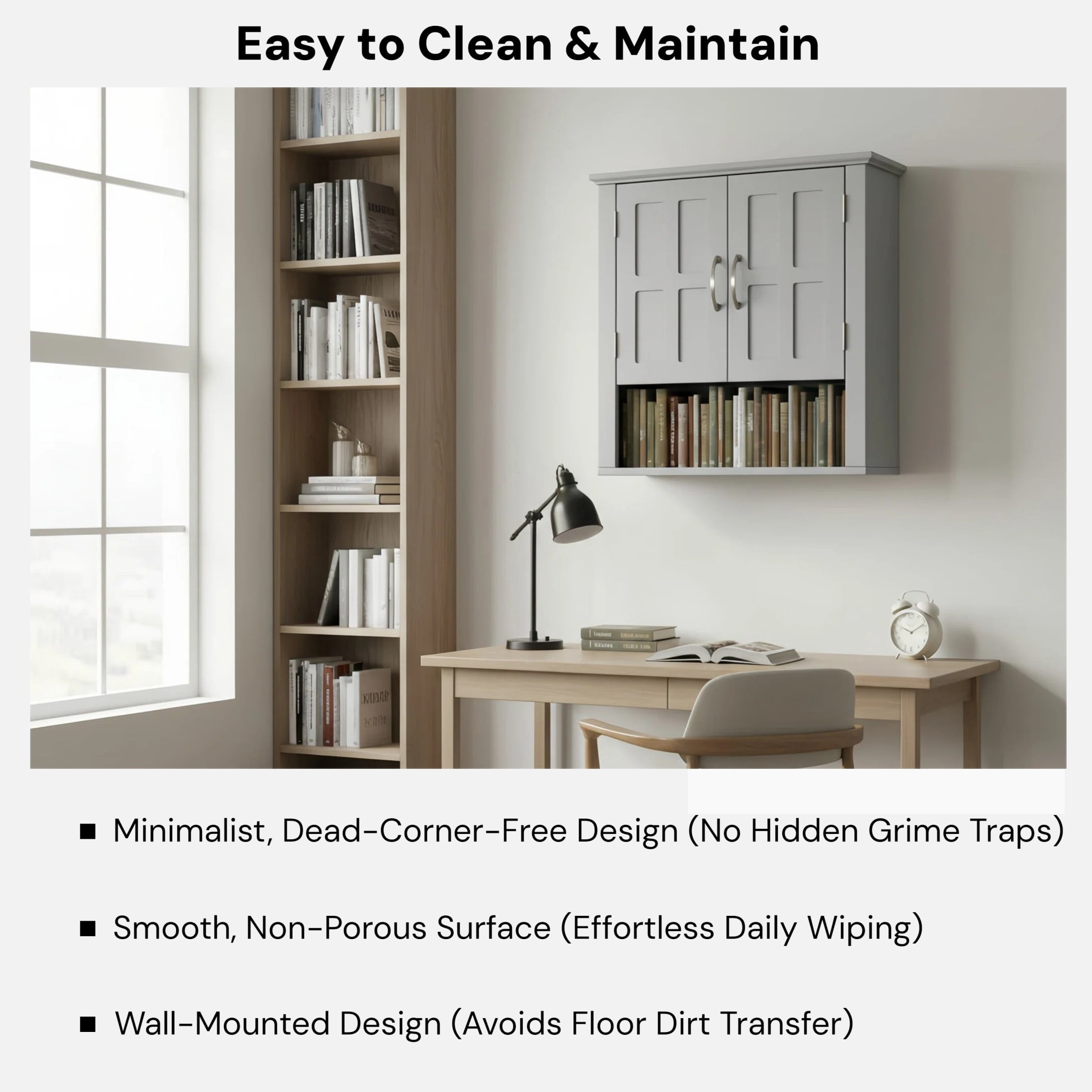 Christopher Knight Home 23.6" Wall Mounted Storage Cabinet with Adjustable Shelves and Doors, Gray