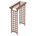 thumbnail image 5 of 63Inch Wooden Garden Arbor with Hanging Roof, Wood Pergola  with Side Climbing Trellis, Wedding Ceremony Decoration for Backyard, Lawn, Party, Brown, 5 of 8
