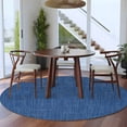 thumbnail image 4 of Dark Blue 6ft Round Rug, Farmhouse Burlap Solid Color Blue Modern Linen Texture Non-Skid Rubber Backing Large Area Rugs - Living Room Bedroom Home Office, Indoor Floor Mat Carpets Washable Rug, 4 of 9