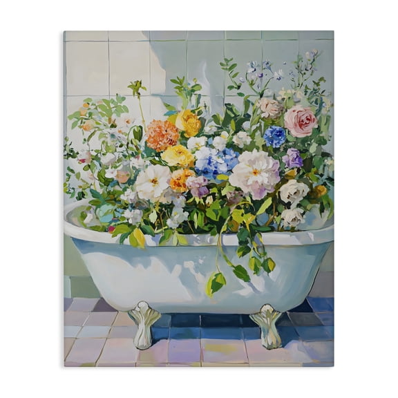 Stupell Industries Vintage Bathtub Bouquet Overgrowth Canvas Wall Art, design by The Prints Vibe
