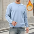 thumbnail image 4 of Crewneck Sweatshirts for Men 2025 Fall Winter Long Sleeve Lined Plain Basic Sweatshirt Pullover Tops, 4 of 5