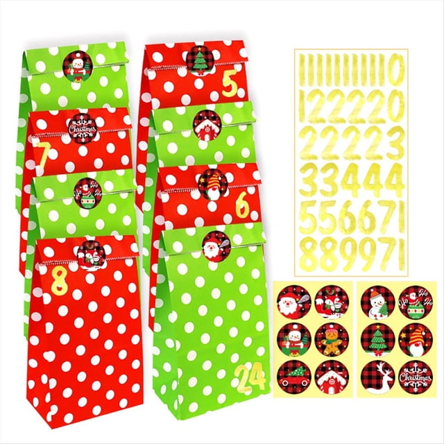 24 Piezas Bolsas Navideñas Bolsas Navideñas Bolsas de Regalos Navideños Bolsas de Papel para Buffet de Dulces Rojas para Vacaciones Navideñas B