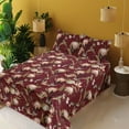 thumbnail image 2 of Ambesonne Nature Fitted & Flat Sheet with Sham 3 Pcs Set, Art Butterfly Protea Flower, Twin XL, Pale Camel Maroon and Black, 2 of 5