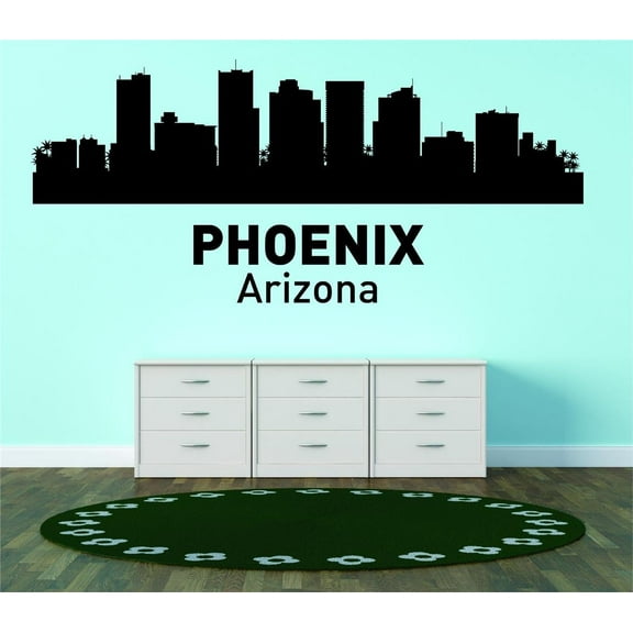 Phoenix Arizona United States Major City Geographical Map Landmark - Vinyl Wall Decal - 20x42