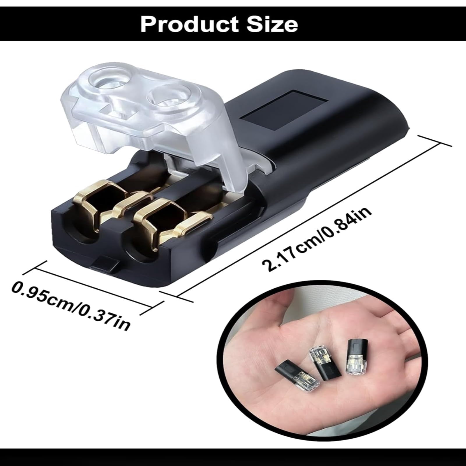 50Pcs 2 Pin Double Wire Plug-in Connector with Locking Buckle, Universal Compact 2 Way Electrical Wire Connector