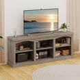 thumbnail image 2 of Uforic TV Stand for 80 Inches TV, Farmhouse Entertainment Center with Adjustable Shelf & Storage Cabinets, Washed Gray, 2 of 9