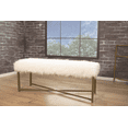 thumbnail image 3 of Faux fur Upholstered Rectangular Bench with Crossed Metal Base, White and Gold- Saltoro Sherpi, 3 of 8