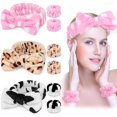 thumbnail image 3 of 9 diademas de coral para lavar la cara con kit de pulsera, diadema de maquillaje con lazo para mujeres y niñas, diadema de spa súper suave, 3 of 3