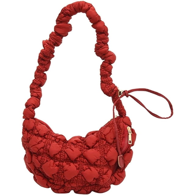LHSHID Quilted Tote Bag for Women Fashion Hearted Puff Hobo Handbag Padded Shoulder Bag Purse Quilted adding Crossbody Bag