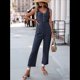 thumbnail image 5 of Elegantes de Verano para Mujer, Sin Mangas, con Cuello en U, Informales, de Pierna y Pantalones Largos 2025, Azul Marino Talla L, 5 of 9