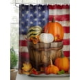 thumbnail image 2 of Fsddascl Pumpkin Flag Shower Curtain Set - Extra Long 72" x 96" Washable Bathtub Curtain with 12 Hooks, Thanksgiving Vintage Red Blue Star Stripe Waterproof Fabric Stall Shower Curtains for Bathroom, 2 of 6