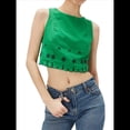 thumbnail image 2 of Blusa de Mujer Sin Mangas con Cuello Redondo, Dobladillo Ondulado con Colores Contrastantes y Bordado Verde M, 2 of 7