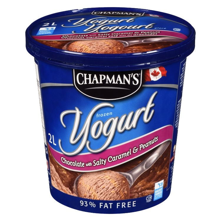 Chapman's Frozen Yogurt Chocolate with Salty Caramel & Peanuts in a tub
