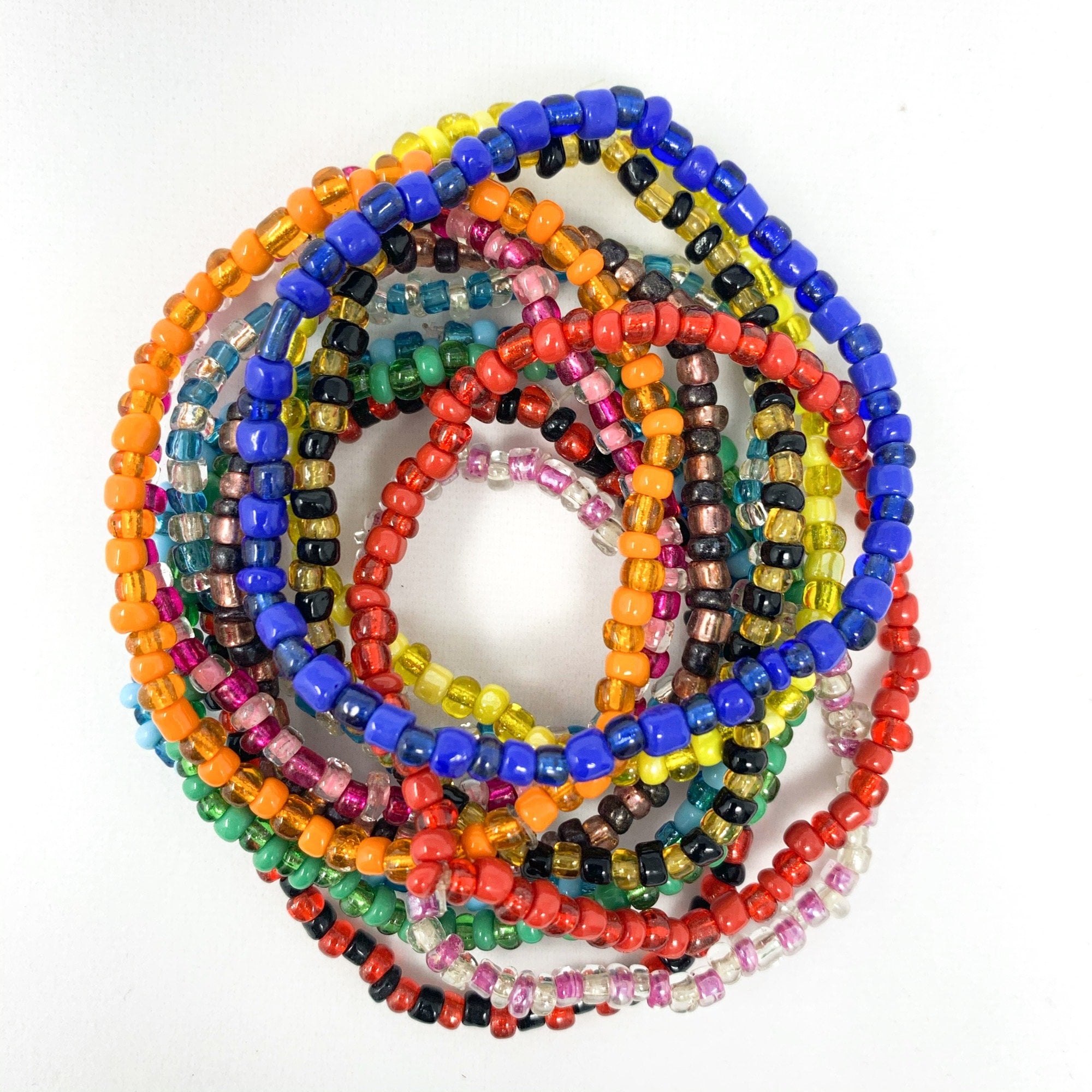 7" Glass Bead Bracelets 12 Assorted Colors (Dozen)