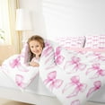thumbnail image 3 of Manfei Bowknot Ribbon Bedding Comforter Set,Cartoon Bow Tie Twin Comforter Sets,Gradient Pink White Bedding Set For Girls,Microfiber Bedroom Decor Reversible,2 Pieces, 3 of 7