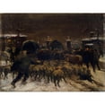 thumbnail image 2 of Alexandre Gaston Guignard 24x19 Black Ornate Framed Double Matted Museum Art Print Titled: Entrance of Herds to Paris (1889), 2 of 5